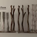 Natural Stone And Wood Decorative Structures With Artistic Branch Designs