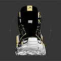 Stylish Modern High Top Sneakers With Black Gold Accents Blue Details Transparent Sole