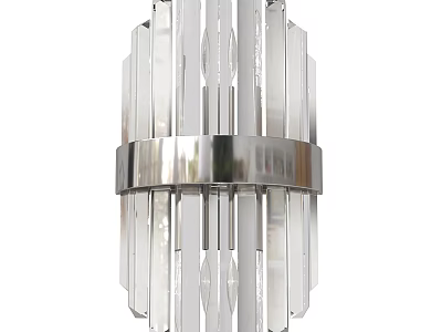 Modern Wall Light With Transparent Glass Strips And Chrome Metal Ring Design 3d model