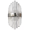 Modern Wall Light With Transparent Glass Strips And Chrome Metal Ring Design