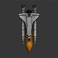 Space Shuttle Mounted on Orange Rocket Booster for Space Exploration Mission 3d model