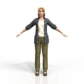 Daily Living Products Including White Top Dark Coat Green Pants And Brown Shoes On Woman