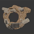 Rural Scene Model With Thatched Roof Cottage Stones And Dirt Ground