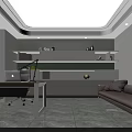 Modern Public Office Space With Open Layout Geometric Partition Work Desks Office Chairs And Computers