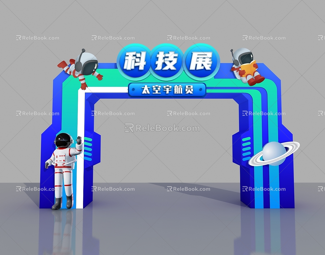 Door Head Aviation Science and Technology Arch Space Cartoon Space Activities Photo Pushcard Paste Meichen Pushcard DP Atmosphere Arrangement model