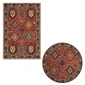 Red Square Rug With Intricate Geometric Patterns And Decorative Border Design 3d model