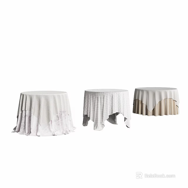 White Round Table Tablecloths With Different Designs And Styles For Home Decor 3d model 