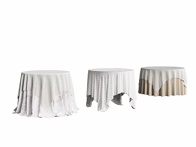 White Round Table Tablecloths With Different Designs And Styles For Home Decor 3d model