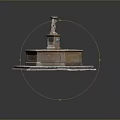 Hexagonal Stone Fountain With Central Statue And Water Basin Design