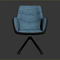 Blue Upholstered Accent Chair with Armrest and Black Metal Legs Modern Design