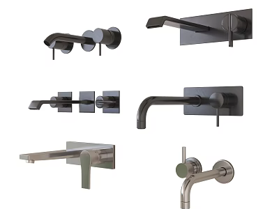 Modern Sleek Faucets Showcasing Various Wall Mounted And Single Handle Designs 3d model