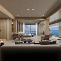 Modern Hotel Guest Room With Sea View Large Windows Wooden Accents And Hammock Chair