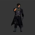 Tactical Warrior Character With Brown Hair Black Gloves And Sci Fi Creature Holding Knife