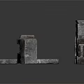 Wood and Stone Decorative Building Components Featuring Railings and Slabs