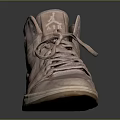 Vintage High Top Leather Shoes With Worn Design Tied Laces And Rubber Sole