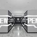 New Open University Town Corridor With Modern Interior And Illuminated Signage