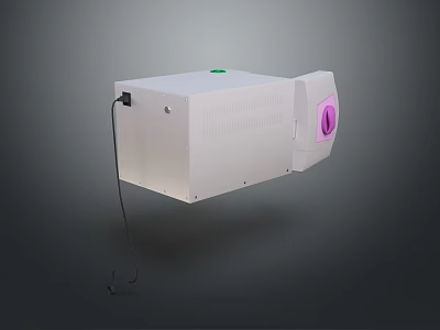 White Electronic Appliance With Green Indicator Purple Circular Port And Power Cable 3d model