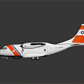 Aerospace Model Airplane With White Body Orange Blue Stripes And Wing Logo