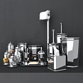 Minimalist Modern Metal Bathroom Accessories With Toilet Paper Holder Soap Dispenser Trash Can And Tray