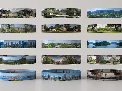 Diverse Panoramic Scenic Views Including City Nature and Architecture Scenes 3d model