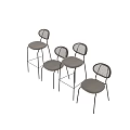 Modern Bar Stools With Round Woven Backrest Brown White Seat And Black Metal Legs