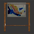 Wooden Easel Stand Displaying Colorful Abstract Painting With Vibrant Colors And Art