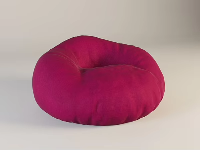 Red Round Plush Fabric Bean Bag Chair For Comfortable Cozy Seating 3d model