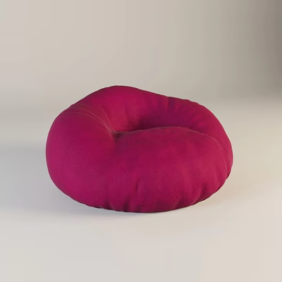 Red Round Plush Fabric Bean Bag Chair For Comfortable Cozy Seating 3d model