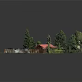 Detailed 3D Garden Model Featuring Red Roof House Car Trees Lawn And Fence