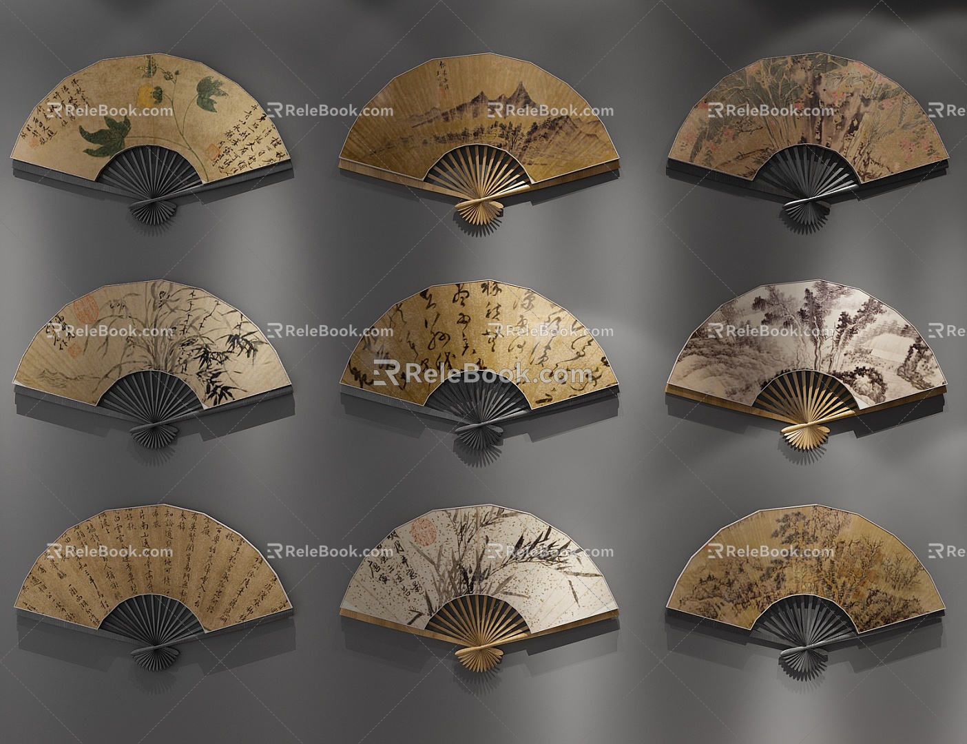 Chinese Fan Decorative Painting 3d model