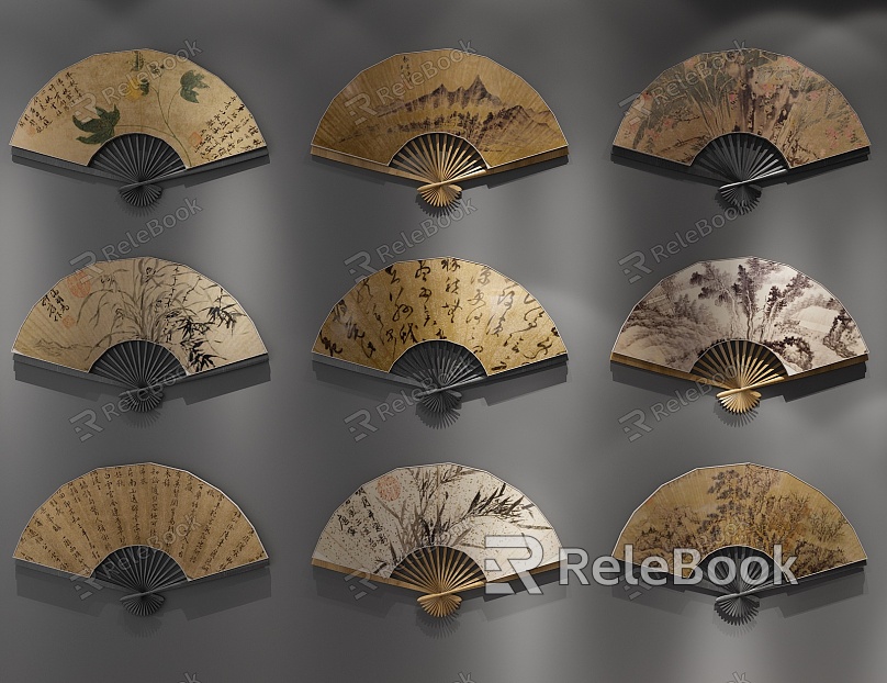 Chinese Fan Decorative Painting model