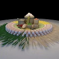 Traditional Corn And Flour Food Display With Circular Arrangement And Straw Decorations