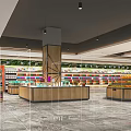 Bright Modern Supermarket Department Store With Fresh Fruit Displays And Beverage Shelves