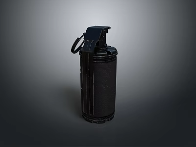 Black Military Grenade Weapon 3D Rendered Isolated On Gray Background With Detailed Design 3d model