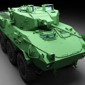 Green Military Armored Vehicle With Cannon Turret And Heavy Duty Wheels Design