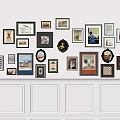 Gallery Wall Decor with Various Framed Art Prints Photos on White Wall 3d model