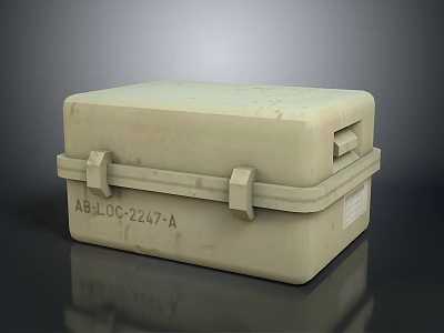 Beige Hard Shell Storage Box With Lock Clasp And Label For Household Supplies 3d model