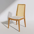 Modern Leisure Chair With Wooden Frame Rattan Backrest And White Cushion