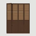 Modern Wooden Wardrobe With Lattice Panel Doors And Multi Door Structure Design 3d model
