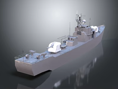 Modern Warship 3D Model Design With Radar Antenna and Deck Equipment Structure 3d model