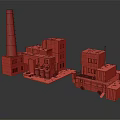 Future Architecture Block Style Modular Design Featuring Factory Buildings Stacked Containers And Truck Like Structures