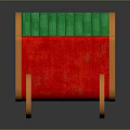 Elderly Man With Red Sleigh Featuring Green Cushion And Golden Spiral Decorations
