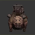 Fantasy Pig like Game Movie Character With Small House Chains And Leather Decorations