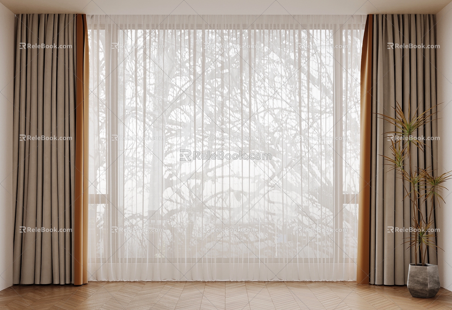 Curtain cloth curtain model