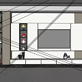 Modern Living and Dining Room With TV Wall Storage Shelves Decorations and Green Plant