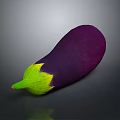 Fresh Ripe Purple Eggplant With Green Stem Isolated On Gray Background