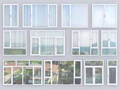Various Casement Windows Styles For Residential Homes Displaying Indoor Outdoor Installation And Glass Panels 3d model
