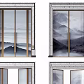 New Chinese style double door combination 3d model