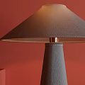 Modern Red Table Lamp With Fabric Shade And Decorative Items On Shelf 3d model