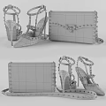 Elegant Valentino Studded Leather Handbag With Matching Black High Heels Design